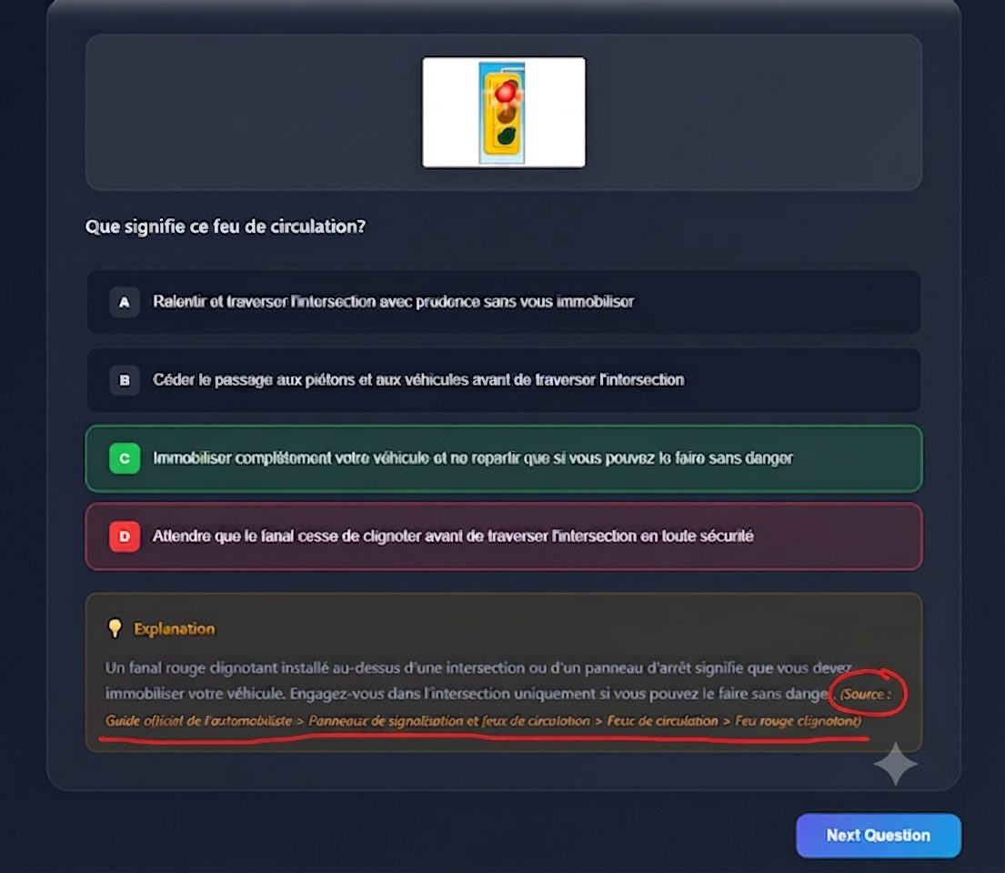 Écran de l'application